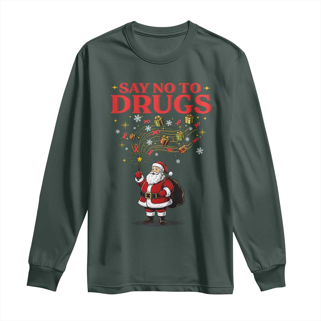 Santa Christmas Long Sleeve Shirt AIDS Awwanrness Red Ribbon HIV Support