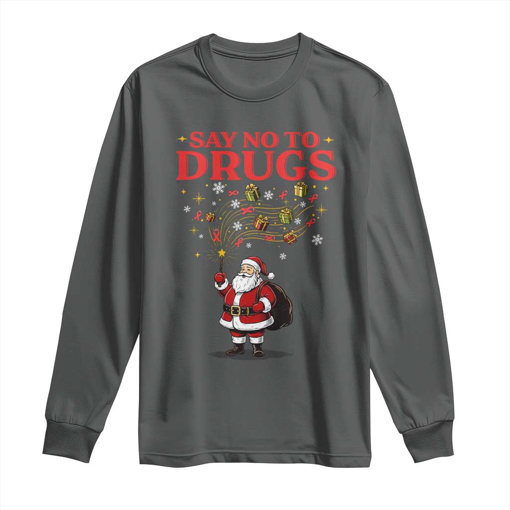 Santa Christmas Long Sleeve Shirt AIDS Awwanrness Red Ribbon HIV Support