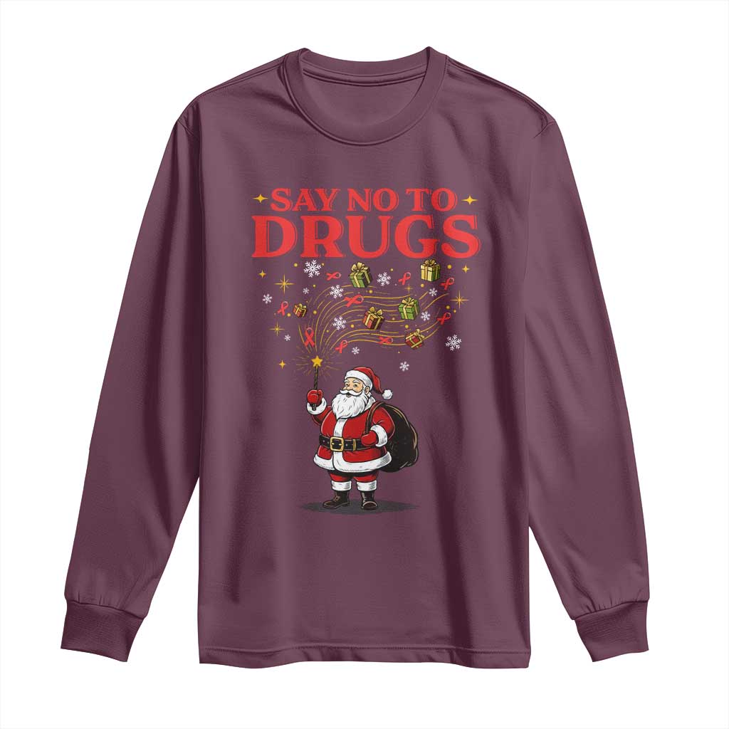 Santa Christmas Long Sleeve Shirt AIDS Awwanrness Red Ribbon HIV Support