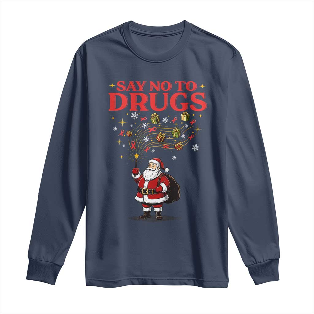 Santa Christmas Long Sleeve Shirt AIDS Awwanrness Red Ribbon HIV Support