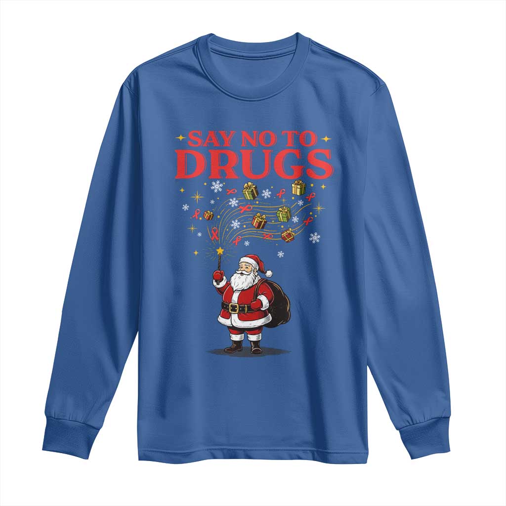 Santa Christmas Long Sleeve Shirt AIDS Awwanrness Red Ribbon HIV Support
