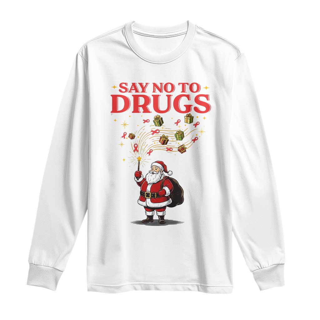 Santa Christmas Long Sleeve Shirt AIDS Awwanrness Red Ribbon HIV Support
