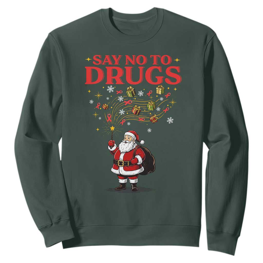 Santa Christmas Sweatshirt AIDS Awwanrness Red Ribbon HIV Support