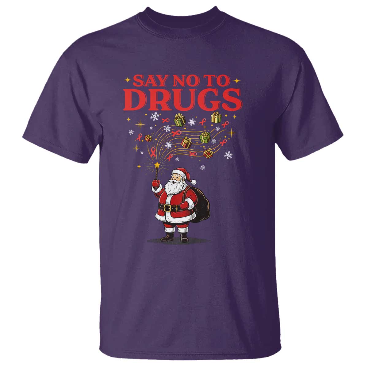 Santa Christmas T Shirt AIDS Awwanrness Red Ribbon HIV Support