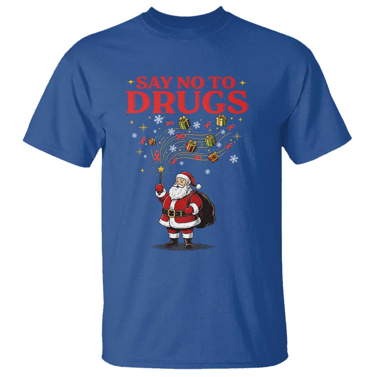 Santa Christmas T Shirt AIDS Awwanrness Red Ribbon HIV Support