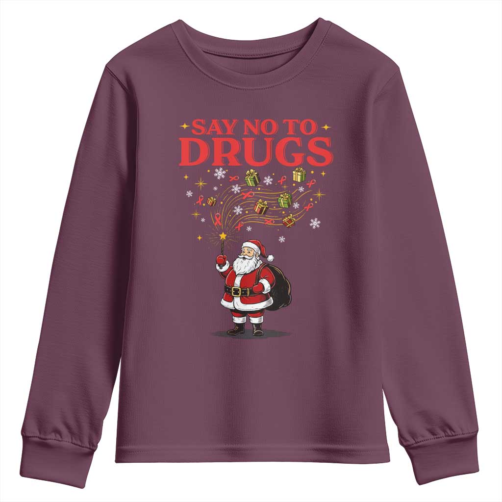 Santa Christmas Youth Sweatshirt AIDS Awwanrness Red Ribbon HIV Support