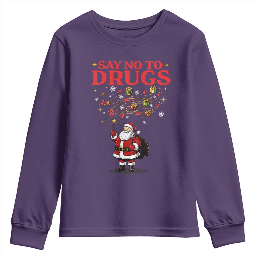 Santa Christmas Youth Sweatshirt AIDS Awwanrness Red Ribbon HIV Support