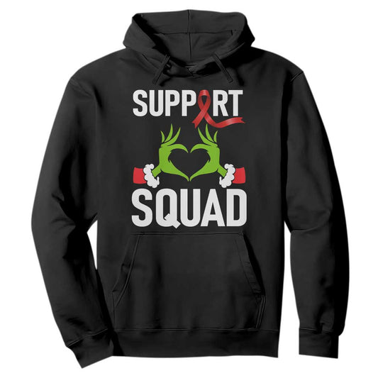 Red Ribbon AIDS Support Hoodie Elf Hand Christmas HIV Warrior