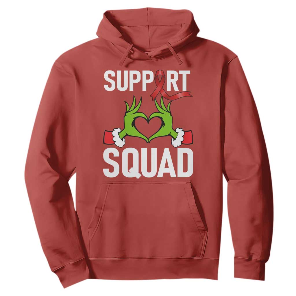 Red Ribbon AIDS Support Hoodie Elf Hand Christmas HIV Warrior