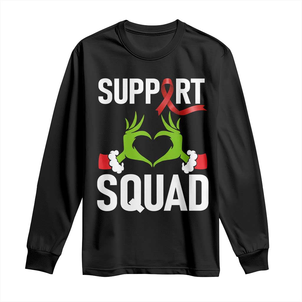 Christmas Frog AIDS Fighter Supporter Long Sleeve Shirt Elf Hand Xmas HIV Support