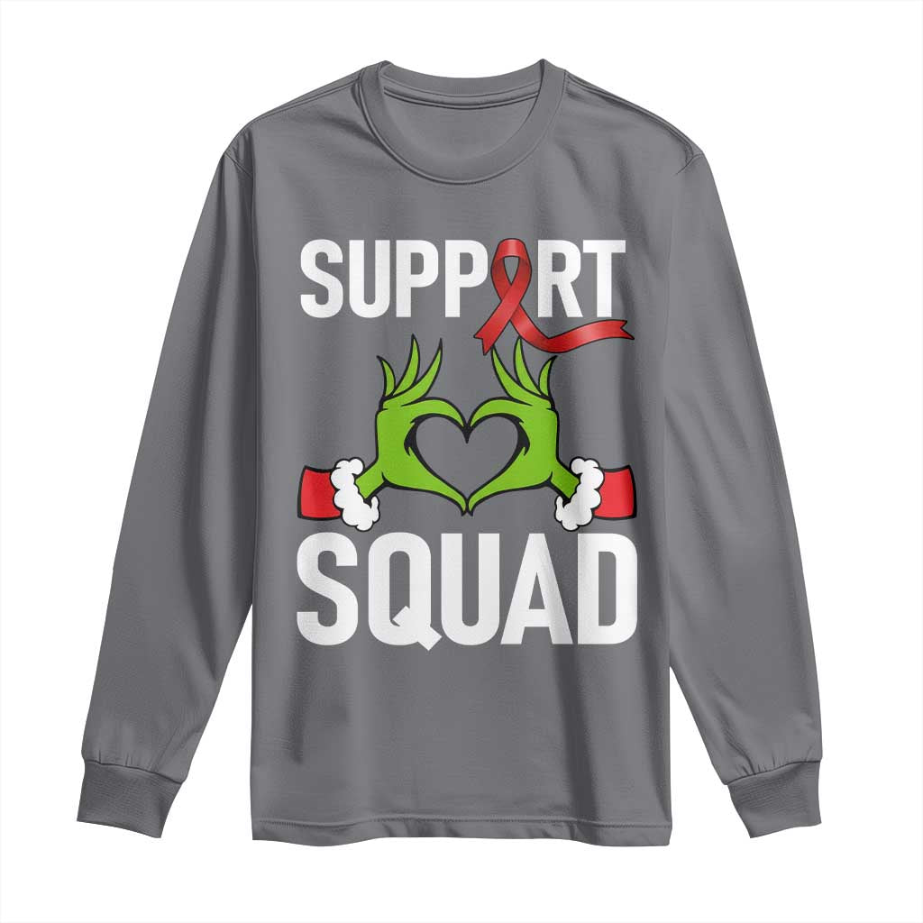 Christmas Frog AIDS Fighter Supporter Long Sleeve Shirt Elf Hand Xmas HIV Support