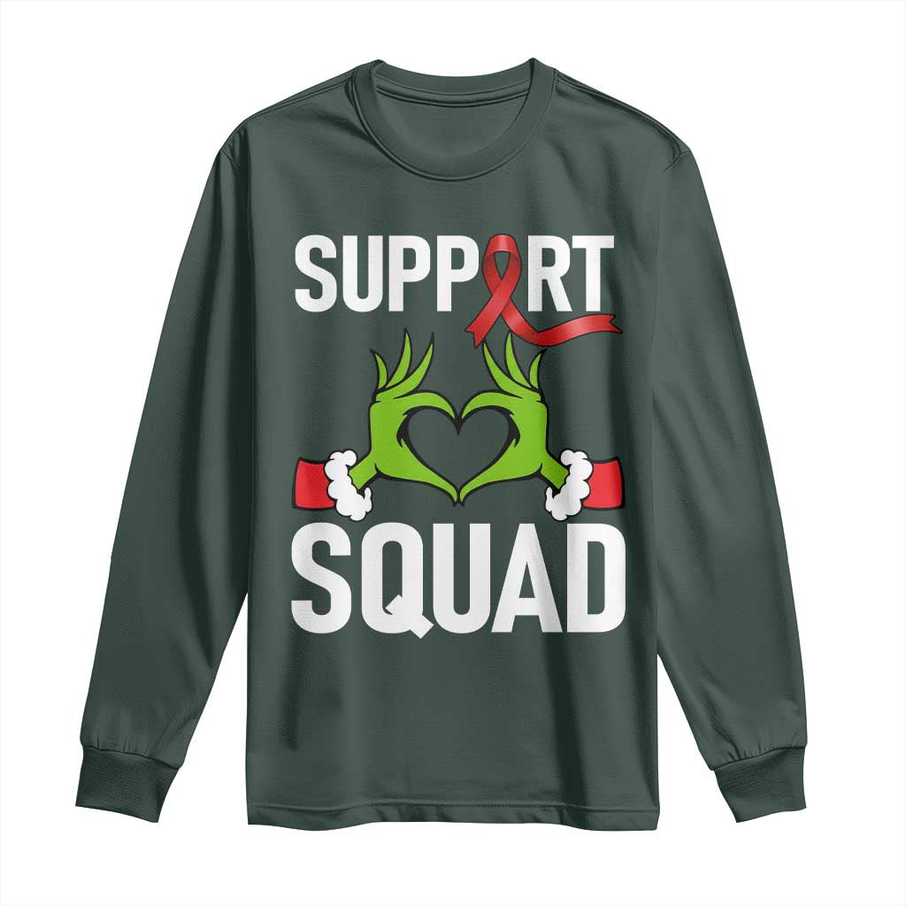 Christmas Frog AIDS Fighter Supporter Long Sleeve Shirt Elf Hand Xmas HIV Support