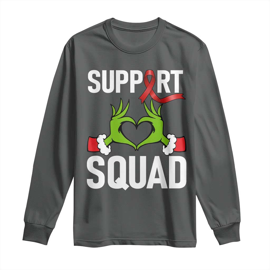 Christmas Frog AIDS Fighter Supporter Long Sleeve Shirt Elf Hand Xmas HIV Support