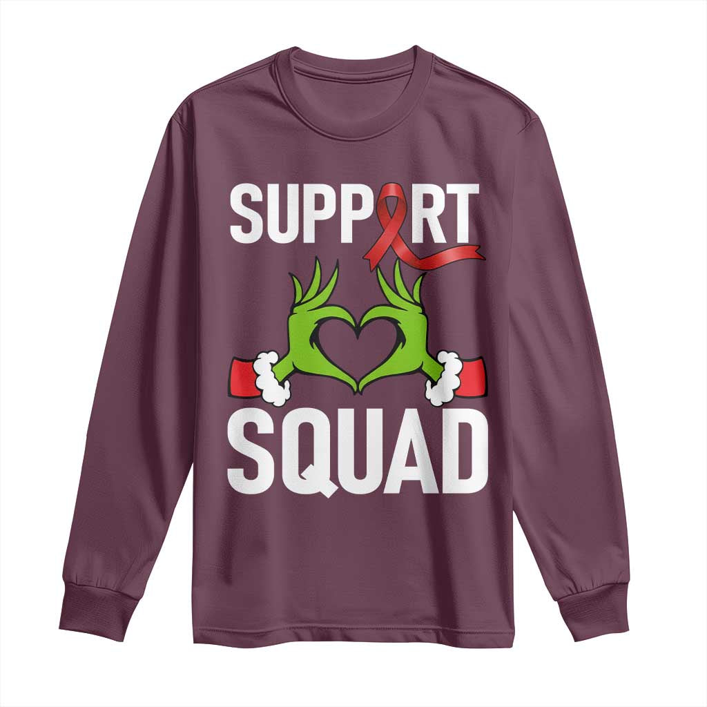 Christmas Frog AIDS Fighter Supporter Long Sleeve Shirt Elf Hand Xmas HIV Support