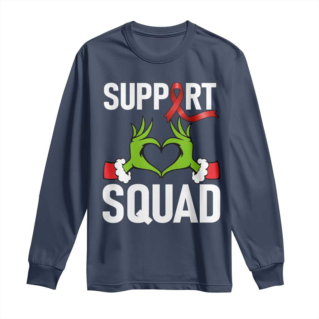 Christmas Frog AIDS Fighter Supporter Long Sleeve Shirt Elf Hand Xmas HIV Support
