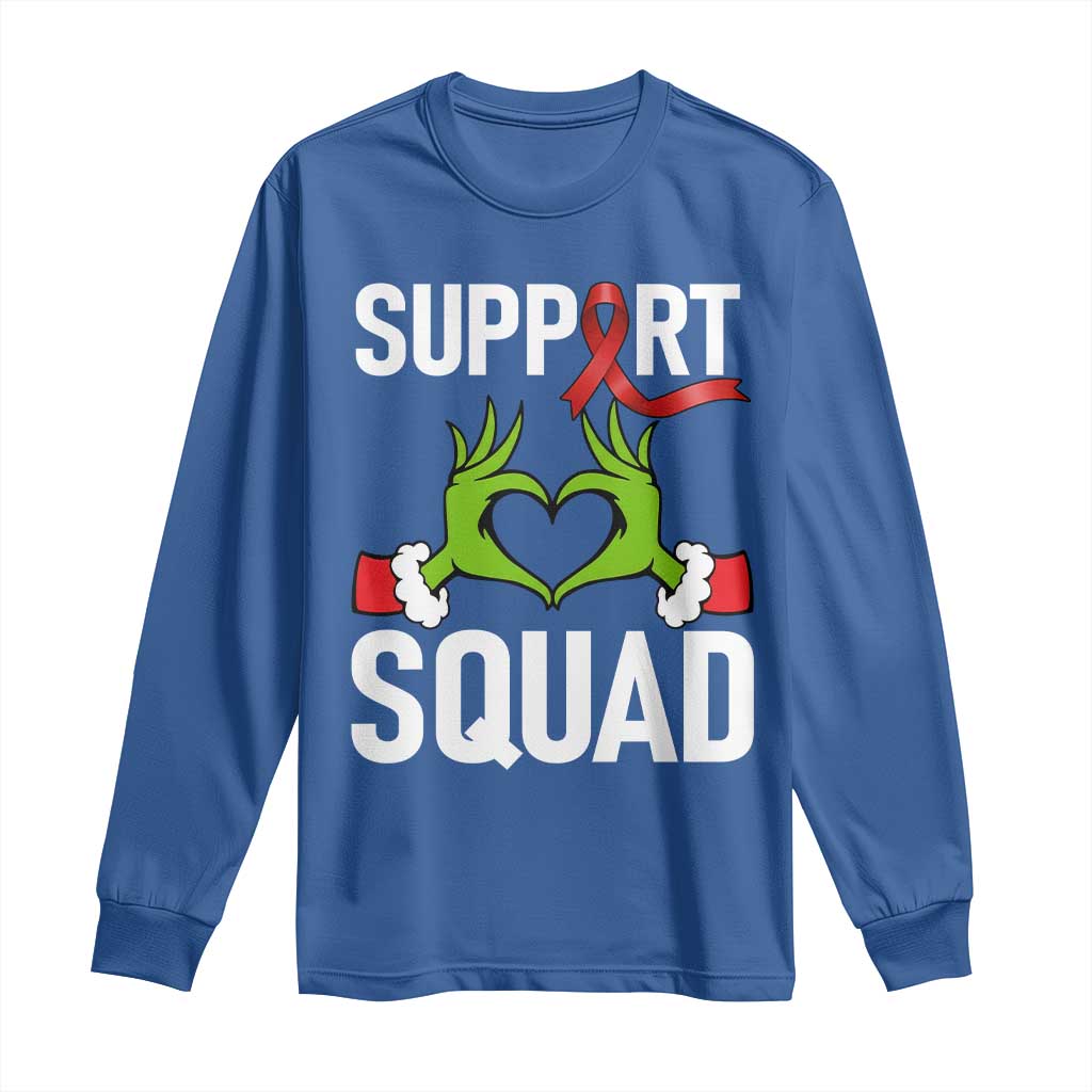 Christmas Frog AIDS Fighter Supporter Long Sleeve Shirt Elf Hand Xmas HIV Support