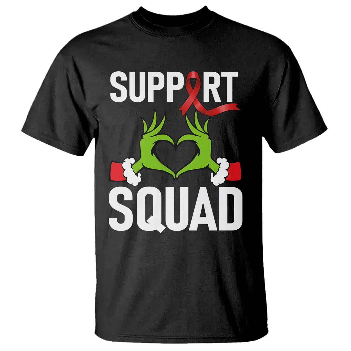 Christmas Frog AIDS Fighter Supporter T Shirt Elf Hand Xmas HIV Support