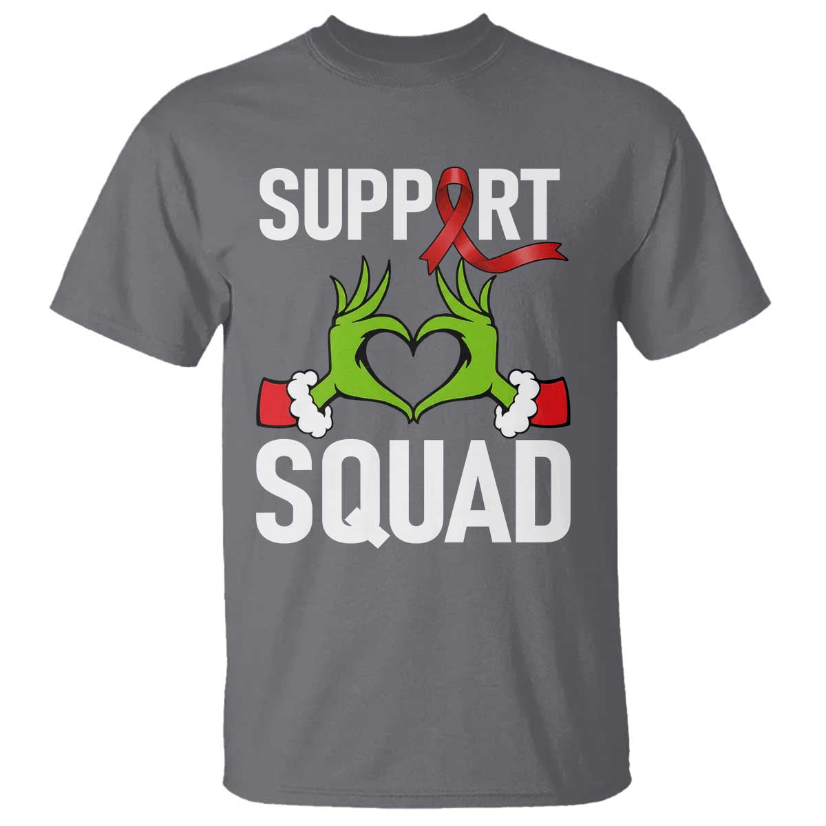 Christmas Frog AIDS Fighter Supporter T Shirt Elf Hand Xmas HIV Support