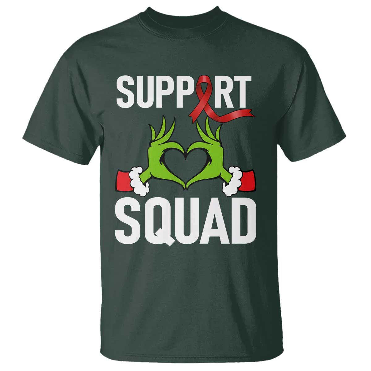 Christmas Frog AIDS Fighter Supporter T Shirt Elf Hand Xmas HIV Support