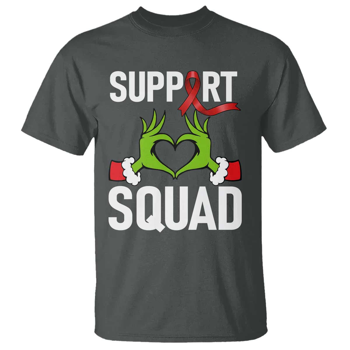 Christmas Frog AIDS Fighter Supporter T Shirt Elf Hand Xmas HIV Support