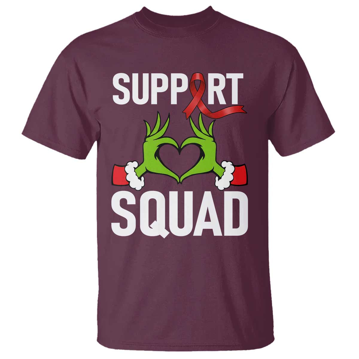 Christmas Frog AIDS Fighter Supporter T Shirt Elf Hand Xmas HIV Support