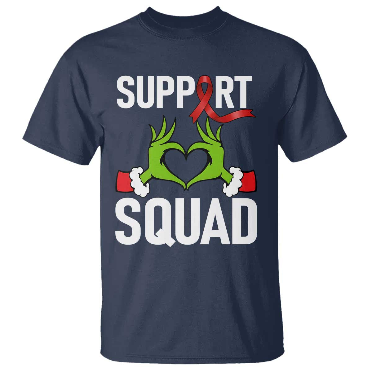 Christmas Frog AIDS Fighter Supporter T Shirt Elf Hand Xmas HIV Support