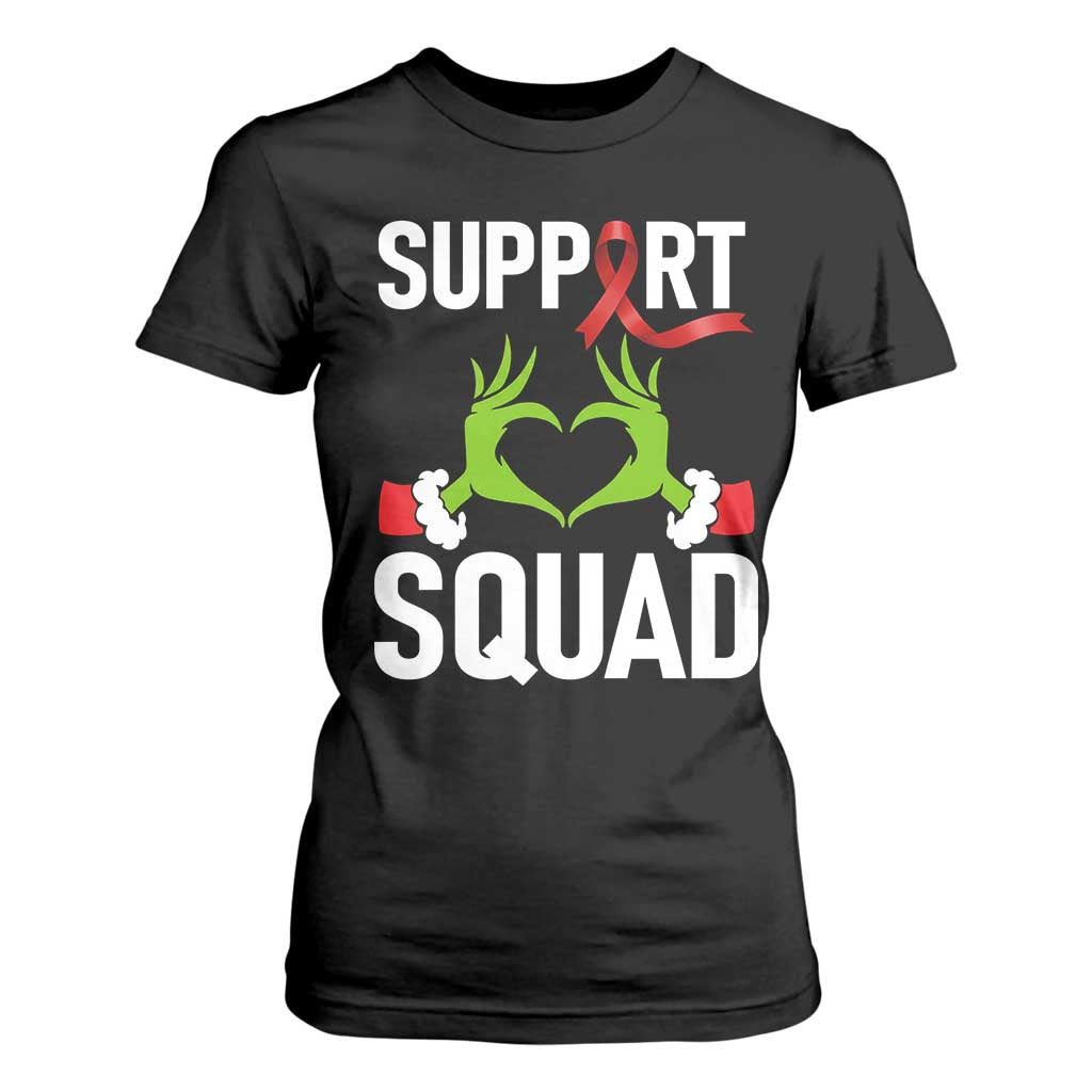 Christmas Frog AIDS Fighter Supporter T Shirt For Women Elf Hand Xmas HIV Support