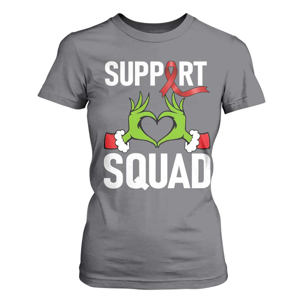 Christmas Frog AIDS Fighter Supporter T Shirt For Women Elf Hand Xmas HIV Support