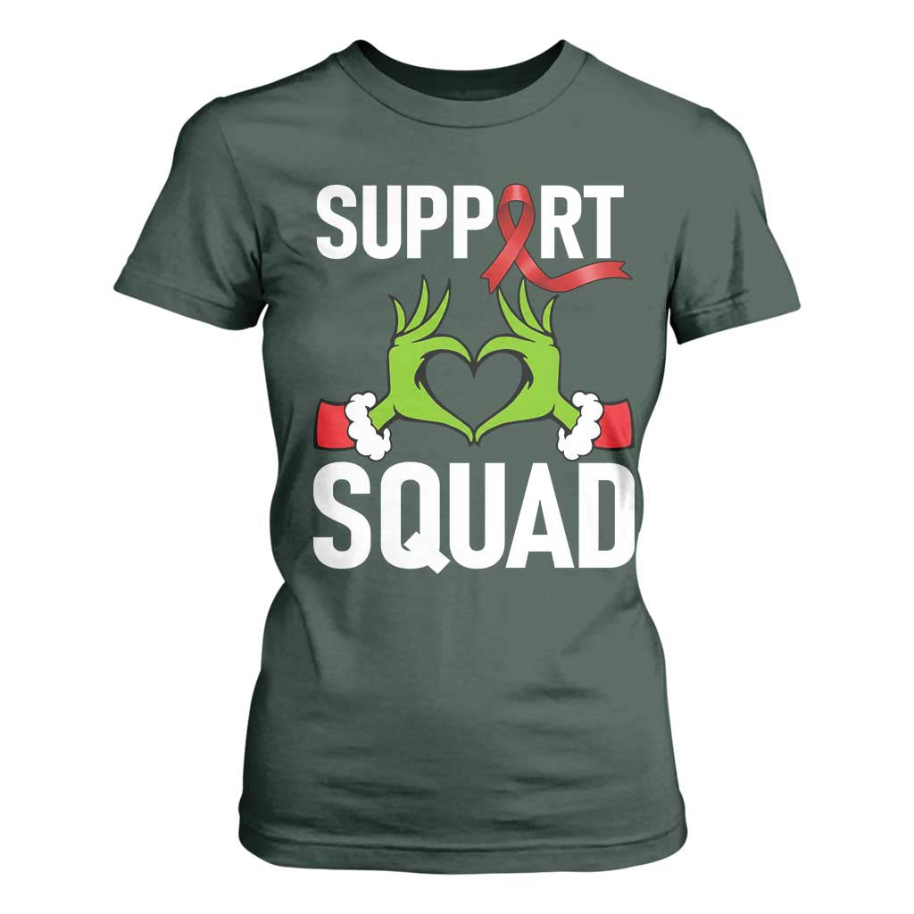 Christmas Frog AIDS Fighter Supporter T Shirt For Women Elf Hand Xmas HIV Support
