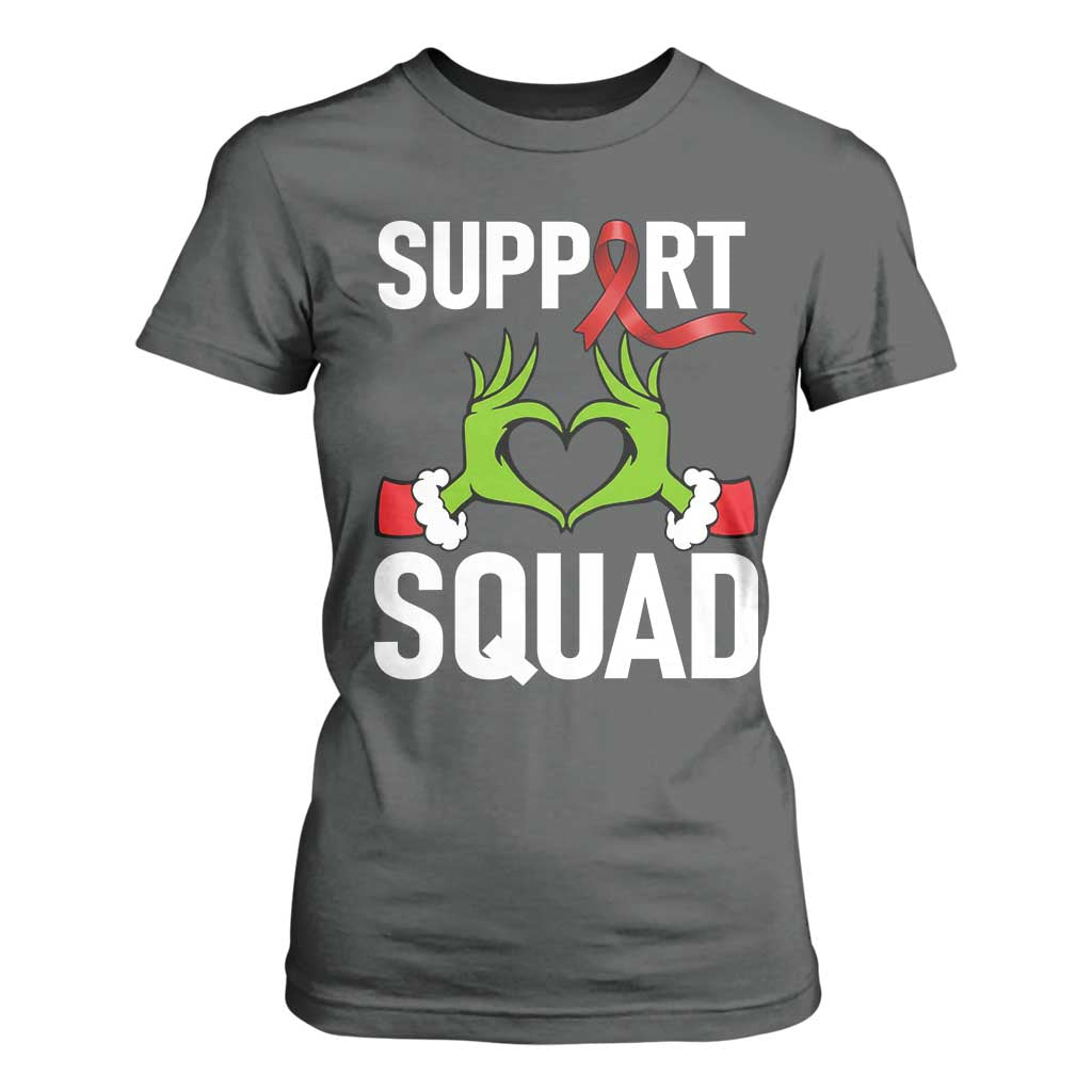 Christmas Frog AIDS Fighter Supporter T Shirt For Women Elf Hand Xmas HIV Support
