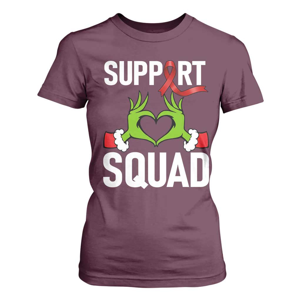 Christmas Frog AIDS Fighter Supporter T Shirt For Women Elf Hand Xmas HIV Support