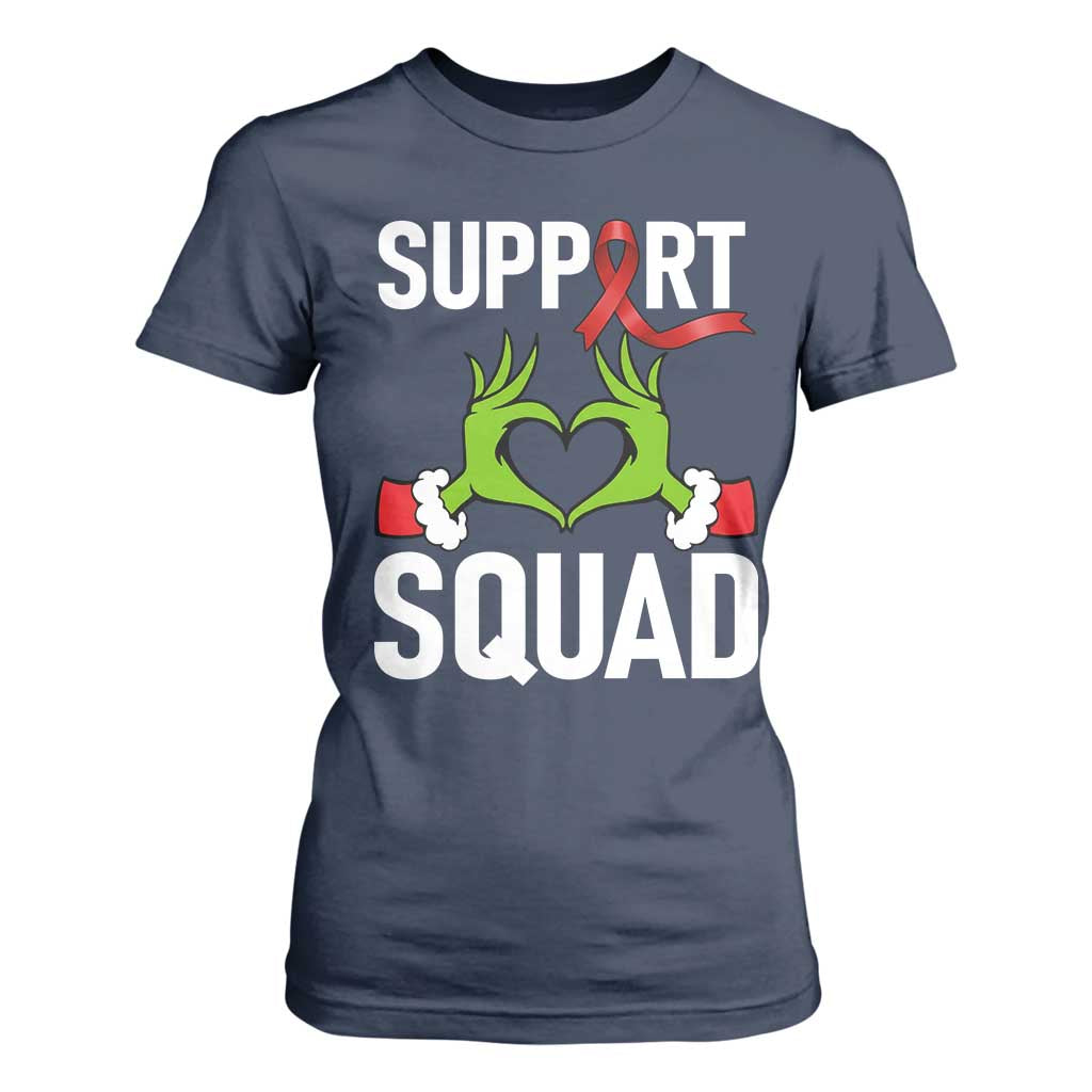 Christmas Frog AIDS Fighter Supporter T Shirt For Women Elf Hand Xmas HIV Support