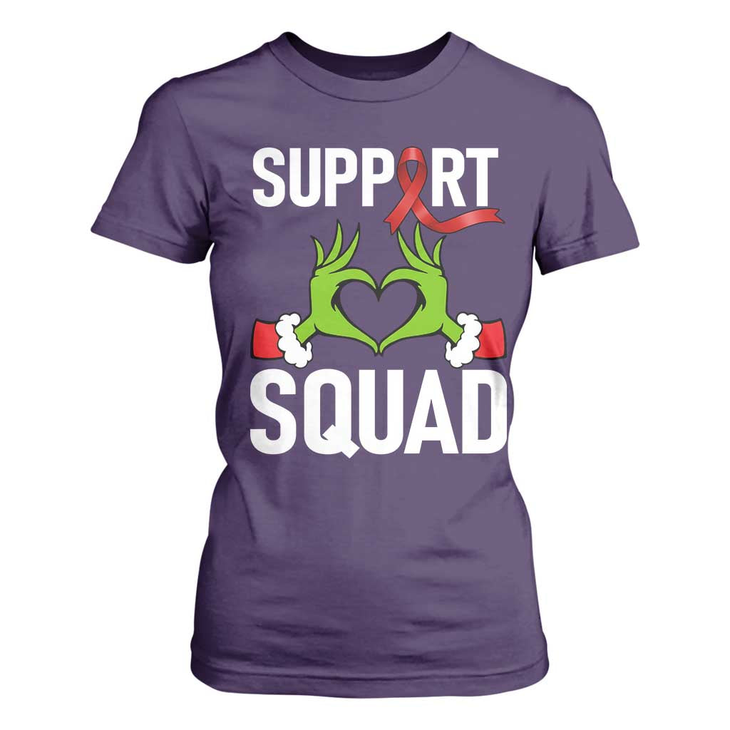 Christmas Frog AIDS Fighter Supporter T Shirt For Women Elf Hand Xmas HIV Support