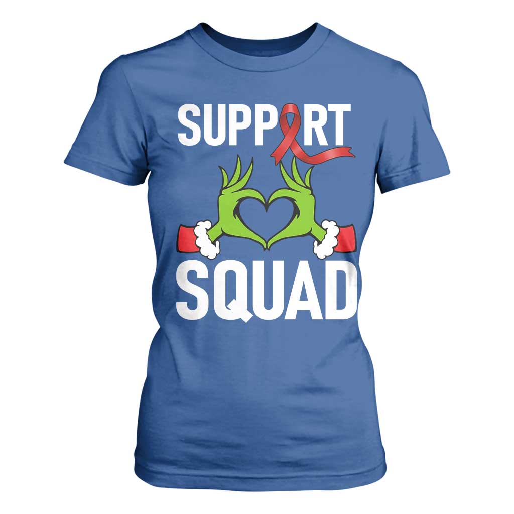 Christmas Frog AIDS Fighter Supporter T Shirt For Women Elf Hand Xmas HIV Support