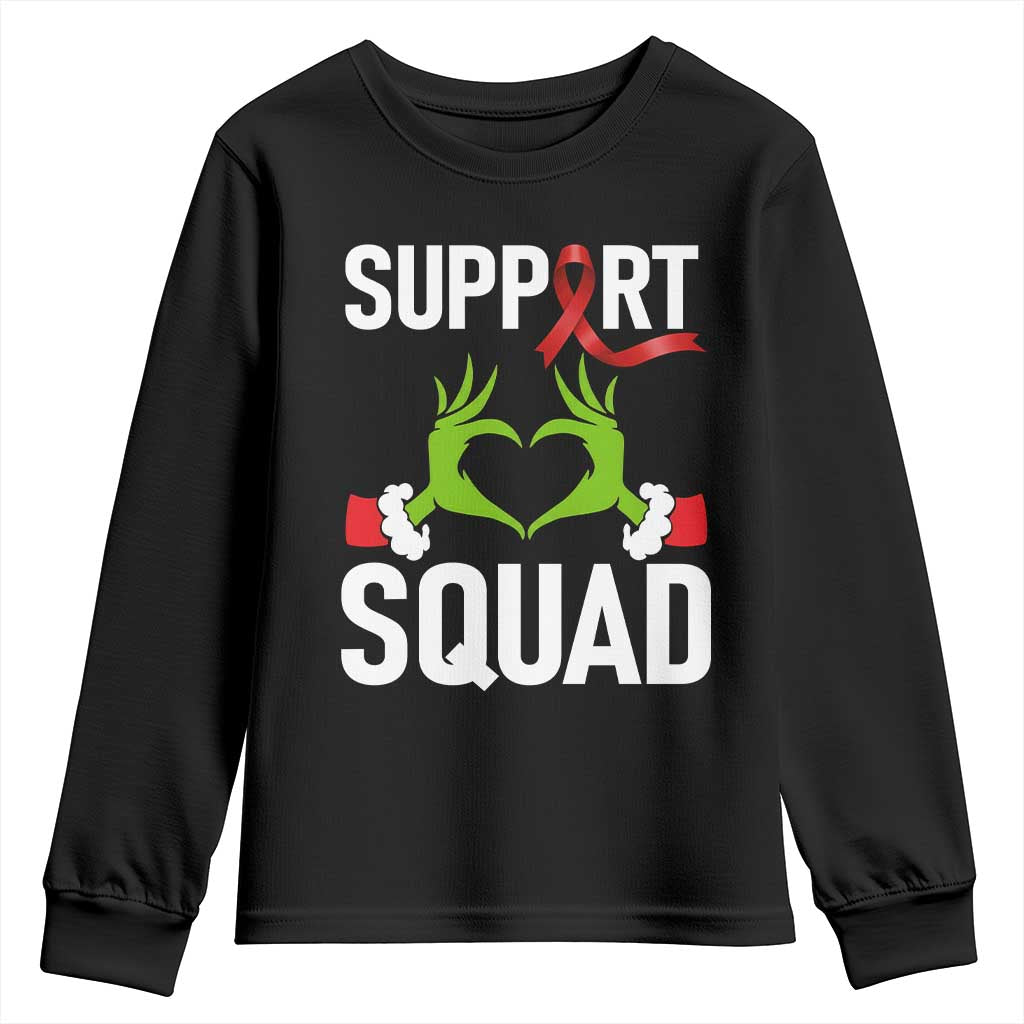Christmas Frog AIDS Fighter Supporter Youth Sweatshirt Elf Hand Xmas HIV Support