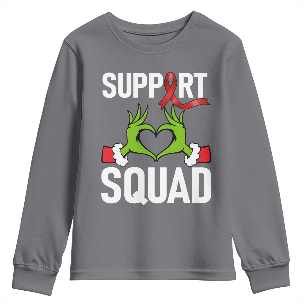 Christmas Frog AIDS Fighter Supporter Youth Sweatshirt Elf Hand Xmas HIV Support