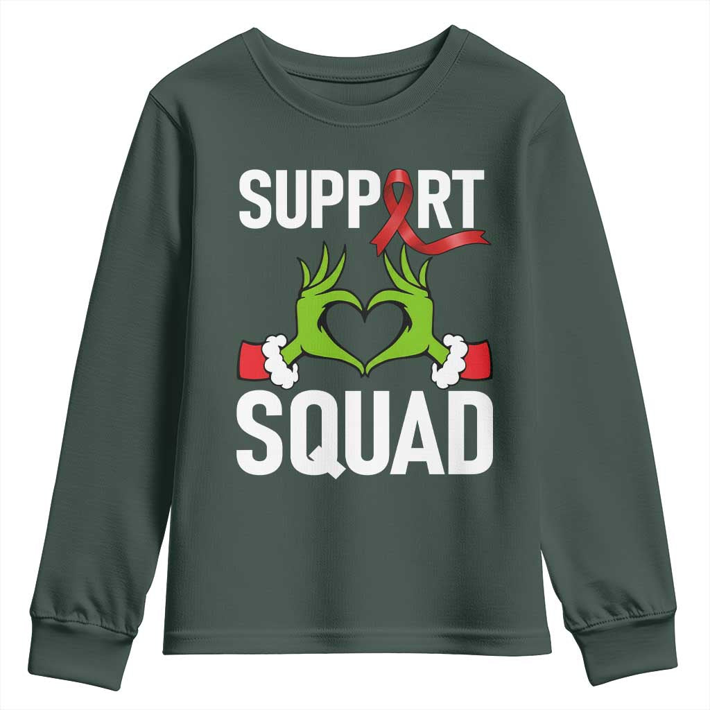 Christmas Frog AIDS Fighter Supporter Youth Sweatshirt Elf Hand Xmas HIV Support