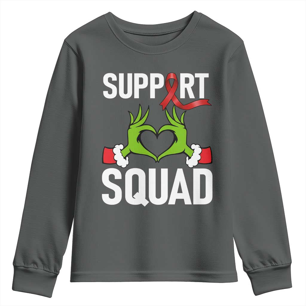 Christmas Frog AIDS Fighter Supporter Youth Sweatshirt Elf Hand Xmas HIV Support