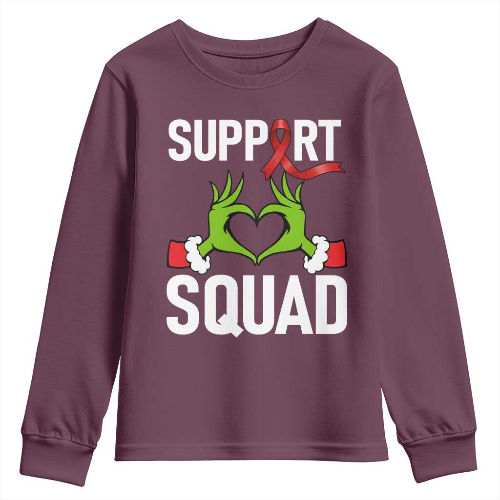 Christmas Frog AIDS Fighter Supporter Youth Sweatshirt Elf Hand Xmas HIV Support