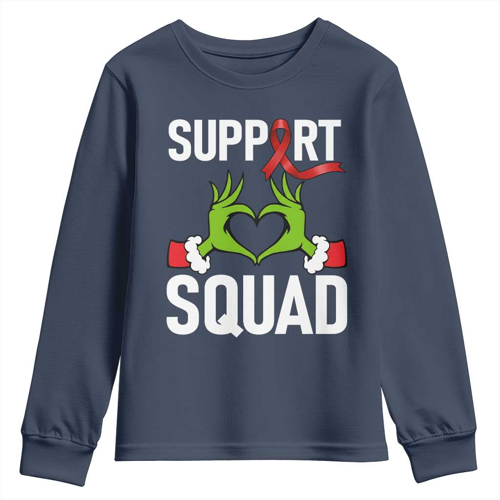 Christmas Frog AIDS Fighter Supporter Youth Sweatshirt Elf Hand Xmas HIV Support