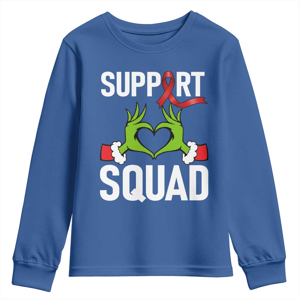 Christmas Frog AIDS Fighter Supporter Youth Sweatshirt Elf Hand Xmas HIV Support