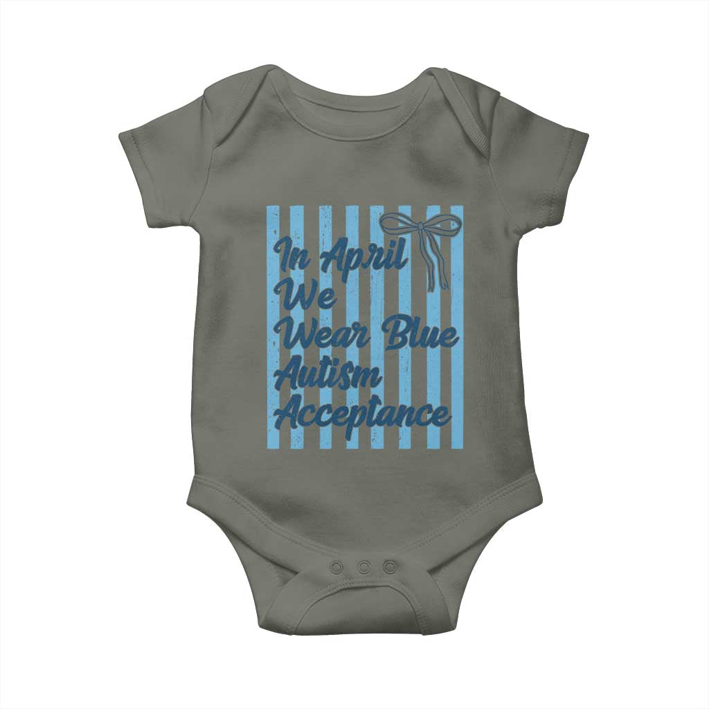 Autism Acceptance Baby Onesie In April We Wear Blue Support Neurodivergent