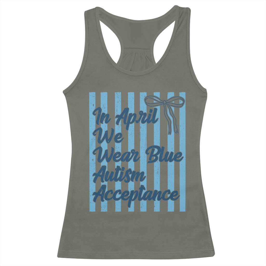 Autism Acceptance Racerback Tank Top In April We Wear Blue Support Neurodivergent