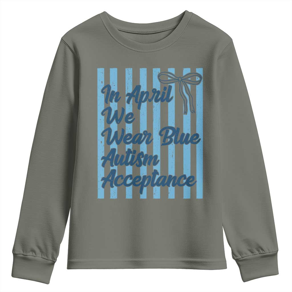 Autism Acceptance Youth Sweatshirt In April We Wear Blue Support Neurodivergent