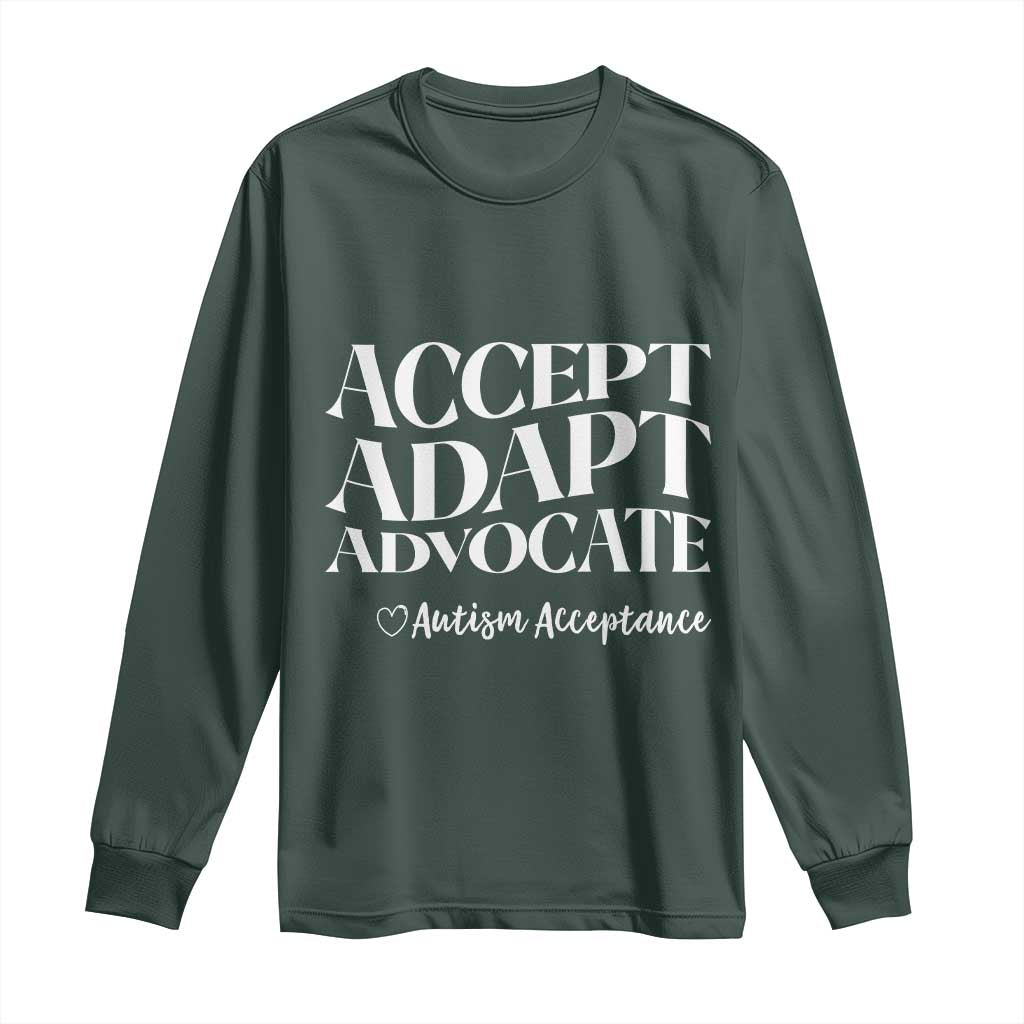 Autism Acceptance Long Sleeve Shirt Accept Adapt Advocate