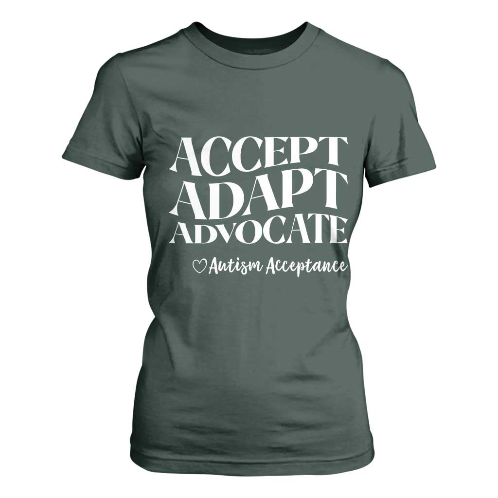 Autism Acceptance T Shirt For Women Accept Adapt Advocate