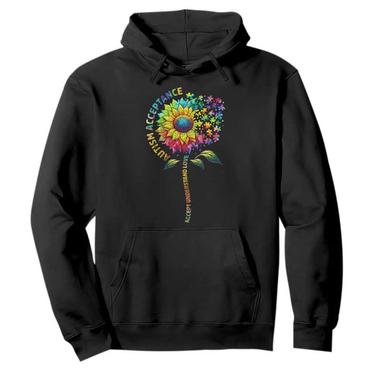 Autism Acceptance Hoodie Accept Understand Love Sunflower Puzzle
