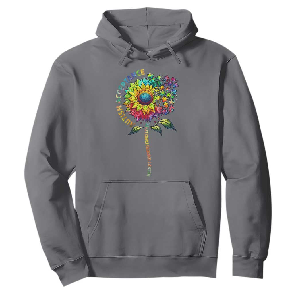 Autism Acceptance Hoodie Accept Understand Love Sunflower Puzzle