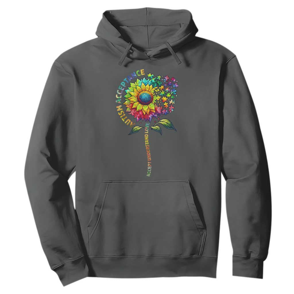 Autism Acceptance Hoodie Accept Understand Love Sunflower Puzzle