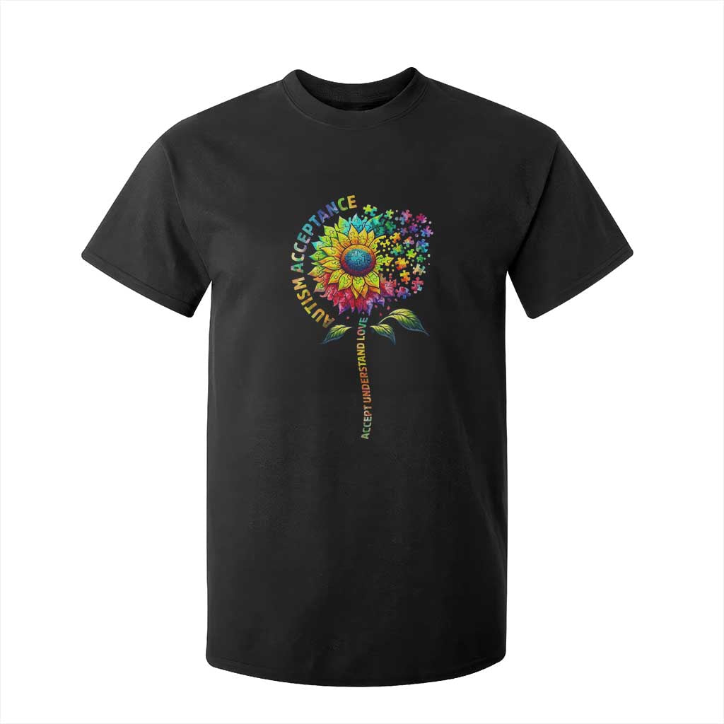 Autism Acceptance T Shirt For Kid Accept Understand Love Sunflower Puzzle